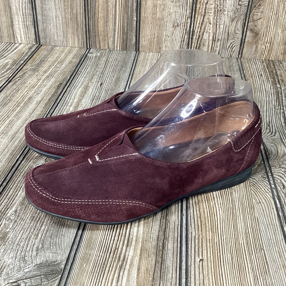 Taos Womens Marvey Bordeaux Suede Slip-on Flats MAR-62015E Size US 8 EU 39